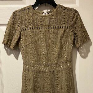 Ted Baker London Olive Green Lace Dress Size 0